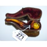 MEERSCHAUM CHEROOT HOLDER & CASE, DAMAGE TO THUMBNAIL