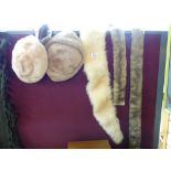 2 FURS HATS AND 3 FUR PIECES