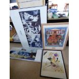 3 PICCASSO PRINTS + 1 KANDINSKY PRINT