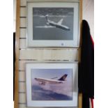 2 FRAMED & GLAZED AIRCRAFT PRINTS, VC10 & A310. BRITISH UNITED & BRITISH CALEDONIAN