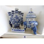 LOT OF BLUE AND WHITE CERAMIC ITEMS A/F