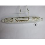 ANTIQUE MILK GLASS ROLLING PIN WITH MOTTO " I LOVE A SAILOR" 34 CMS