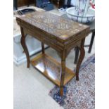 INLAID MIDDLE EASTERN CARD TABLE WITH STORAGE