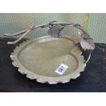 C1880'S HUKIN & HEATH SILVER PLATED DISH DECORATED WITH GRAPES & VINES