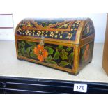 SMALL WOODEN PAINTED DOMED CHEST