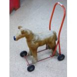 VINTAGE PUSH ALONG HORSE, LABEL READS, INTERNATIONAL AIRCRAFT LTD. (TRIANG)