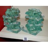 2 X GLASS SCULPTURES / BOOKENDS