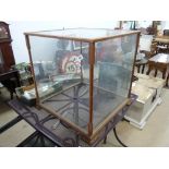 VINTAGE SQUARE GLAZED DISPLAY BOX, 66 CMS HIGH X 63 CMS SQUARE