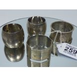 4 X HALL MARKED SILVER NAPKIN RINGS 104.87 GRAMS