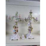 PAIR OF MEISSEN STYLE CANDELABRA A/F