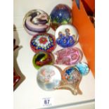 9 GLASS PAPERWEIGHTS