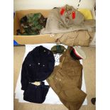 2 BOXES OF MILITARY ITEMS INCLUDING HATS & ACCESSORIES