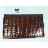 1960s CROCODILE SKIN WALLET WITH 9 CT GOLD CORNERS, L.S. MARK ON GOLD POSSIBLY LIBERTYS