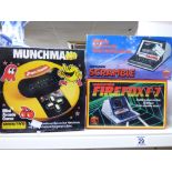 VINTAGE MINI ARCADE GAMES, MUNCHMAN, GRANDSTAND SCRAMBLE & FIREFOX F-7