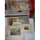 BOX OF EPHEMERA INCLUDING, SKETCH BOOKS, PRINTS & ADVERTISING