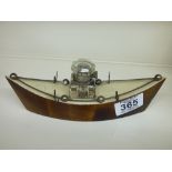 ART DECO PEN & INK STAND IN THE FORM OF A BOAT