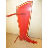 EARLY 20TH CENTURY FRENCH RED METAL BOOT SHOP ADVERTISING SIGN 100CM HIGH X 60CM WIDE