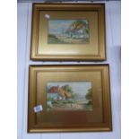 PAIR WATER COLOURS OF RURAL SCENES, SIGNED MACAULEY, 340 X 420 CMS
