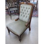 VICTORIAN BUTTONBACK CHAIR ON CASTORS