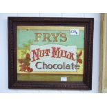 VINTAGE FRAMED AND GLAZED FRYS NUT MILK CHOCOLATE ADVERTISING BOARD