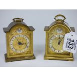 PAIR OF SWIZA 8 TEMPUS FUGIT CLOCKS