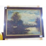 OIL ON CANVAS OF A RIVER SCENE