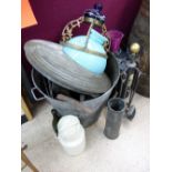 LARGE GALVANISED BUCKET WITH LID + OTHERS INCLUDING A COMPANION SET