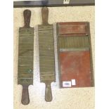 3 X MAHOGANY & BRASS PILL MAKING EQUIPMENT