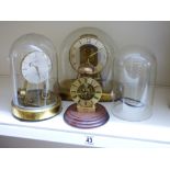 3 GLASS DOMED ANNIVERSARY CLOCKS