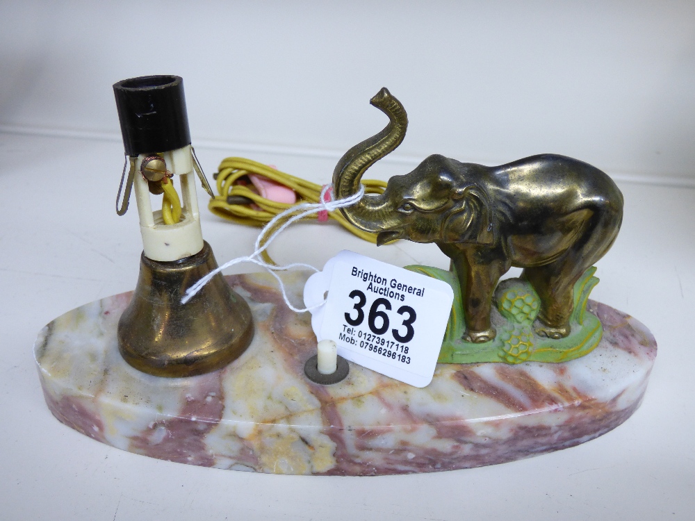 FRENCH ELEPHANT ON MARBLE TABLELIGHT A/F