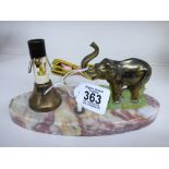FRENCH ELEPHANT ON MARBLE TABLELIGHT A/F