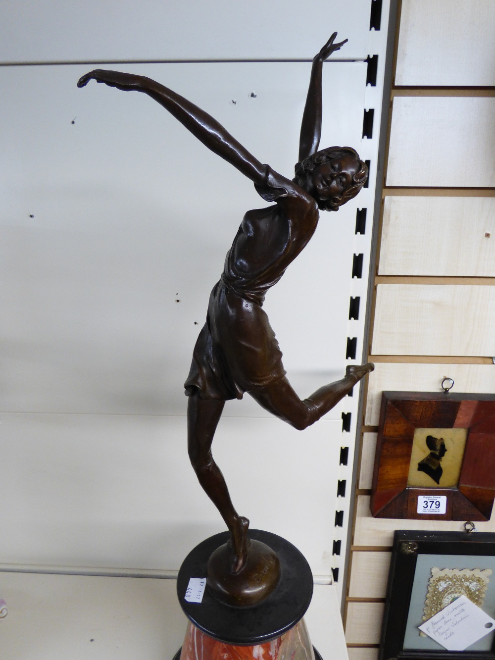 FRENCH ART DECO BRONZE OF A DANCING GIRL ON A MARBLE PLINTH. MARKED B ZACH A7255. 64CMS - Image 2 of 6