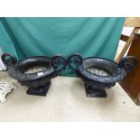 PAIR OF FRENCH CAST IRON GARDEN URNS