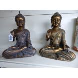 2 X BRONZED SEATED BUDDHAS 32 CMS