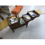 CANTELEVER SEWING WORKBOX & CONTENTS