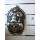 TIBETAN SILVER FERTILITY MASK MADE FROM SKULL STUD DECORATION ON TORTOISE SHELL