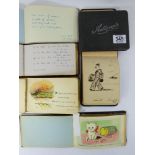 6 VINTAGE AUTOGRAPH BOOKS / ALBUMS WITH VARIOUS AMMOUNTS OF SKETCHES, POEMS, WATERCOLOURS ETC