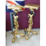MATCHED PAIR OF 1940'S CONTINENTAL NUBIAN BLACKAMOORS DECORATED IN GILT 92CMS HIGH