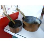 2 SETS OF GRADUATED COPPER PANS