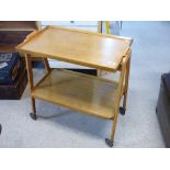 MID CENTURY TEAK TROLLEY ON CASTORS