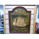 WOODEN SIGN 'EAST INDIA TRADING CO'