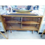 MID CENTURY SIDEBOARD WITH SLIDING GLASS DOORS
