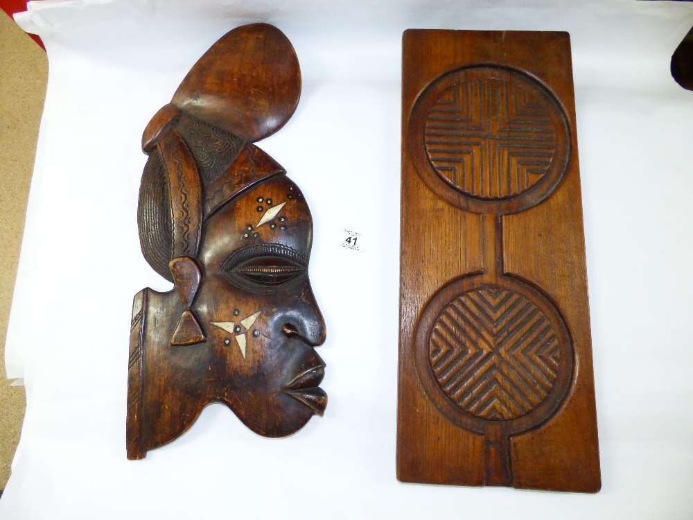 2 WOODEN AFRICAN STYLE WALL PLAQUES
