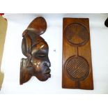 2 WOODEN AFRICAN STYLE WALL PLAQUES