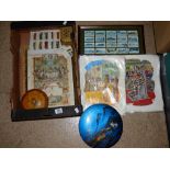 MIXED LOT INCLUDING PAPIER MACHE BOXES & CIGARETTE CARDS