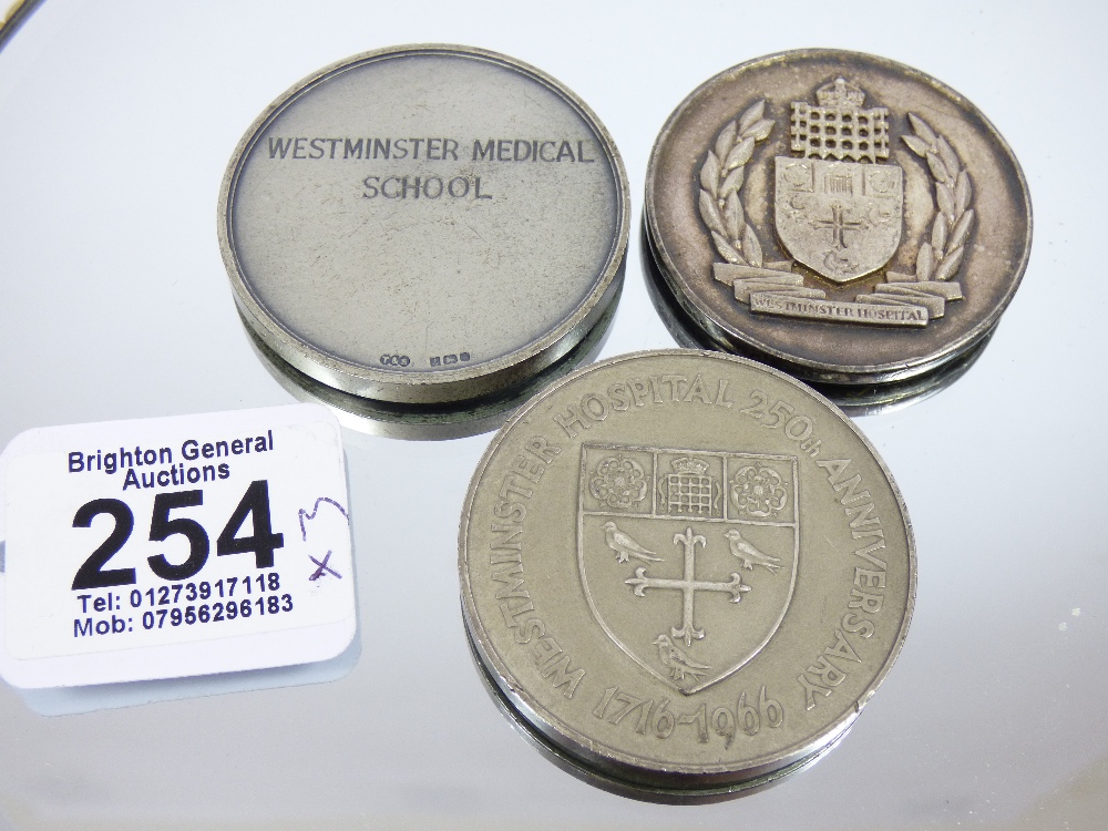 3 X HALL MARKED SILVER MEDALS, WESTMINSTER MEDICAL SCHOOL BULKELEY MEDAL, WESTMINSTER HOSPITAL SIR - Image 2 of 5