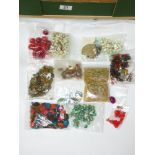 QUANTITY OF BEADS, GEMS AND PENDANTS