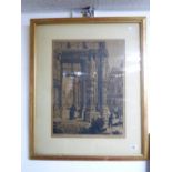 FRAMED AXEL HERMAN HAIG ETCHING OF A STREET SCENE 74 X 89 CMS