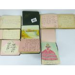 7 AUTOGRAPH BOOKS CONTAINING VARIOUS AMMOUNTS OF POEMS, WATERCOLOURS, SKETCHES ETC.