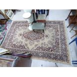 BROWN & BEIGE PATTERNED RUG, 282 X 190 CMS